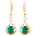 Natural Emerald Earrings With Diamonds 0.66 Carats 14K Yellow Gold