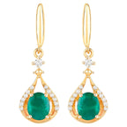 Natural Emerald Earrings With Diamonds 0.66 Carats 14K Yellow Gold
