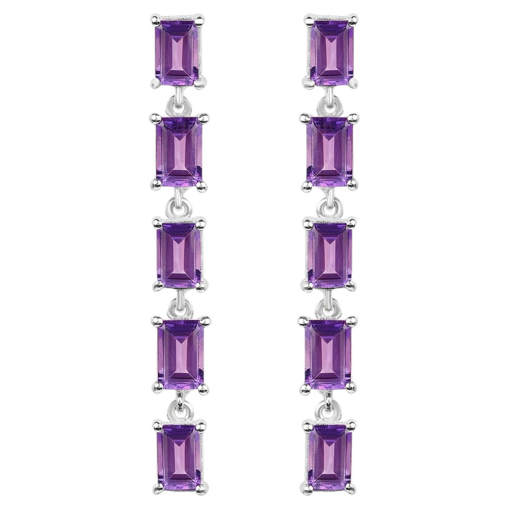 Amethyst Earrings 5.48 Carats Sterling Silver
