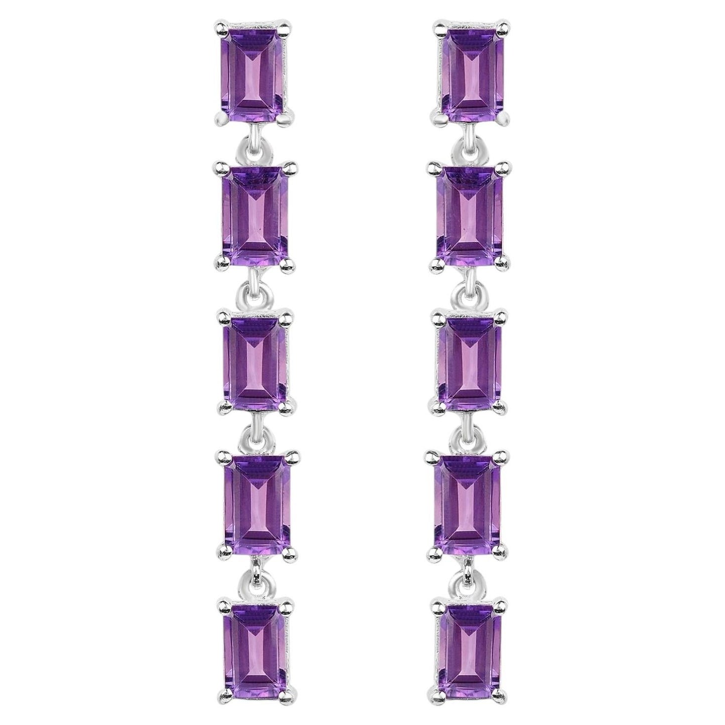 Amethyst Earrings 5.48 Carats Sterling Silver