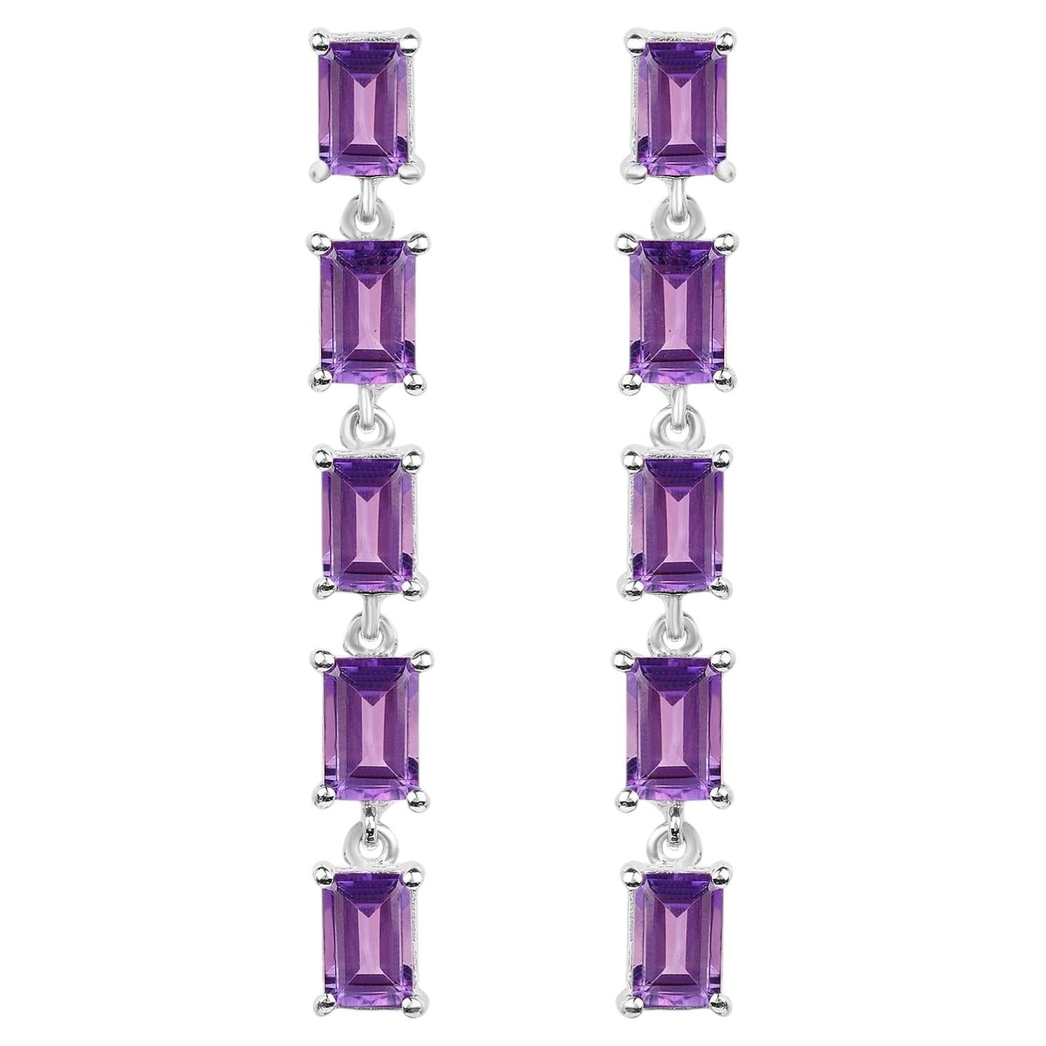 Amethyst Earrings 5.48 Carats Sterling Silver