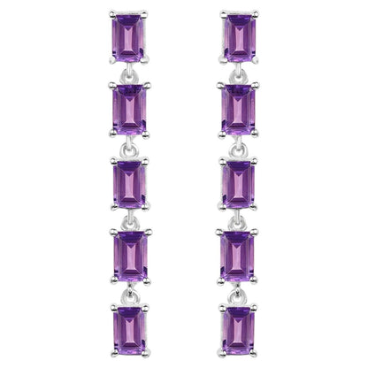 Amethyst Earrings 5.48 Carats Sterling Silver