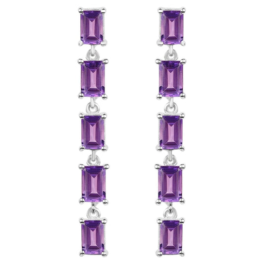 Amethyst Earrings 5.48 Carats Sterling Silver