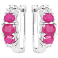 Natural Ruby Earrings With White Topaz 1.60 Carats Sterling Silver