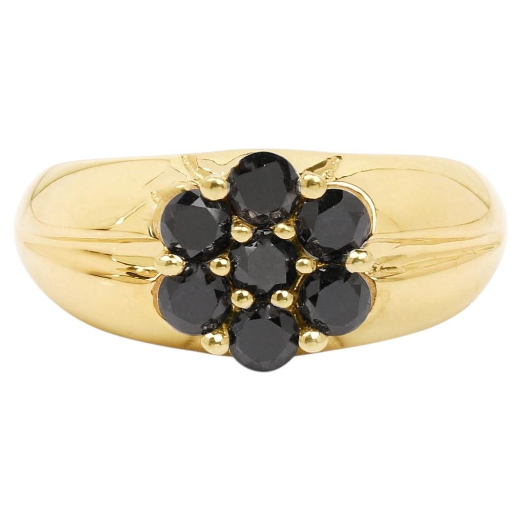 Black Diamond Ring 0.9 Carats Gold Plated Silver