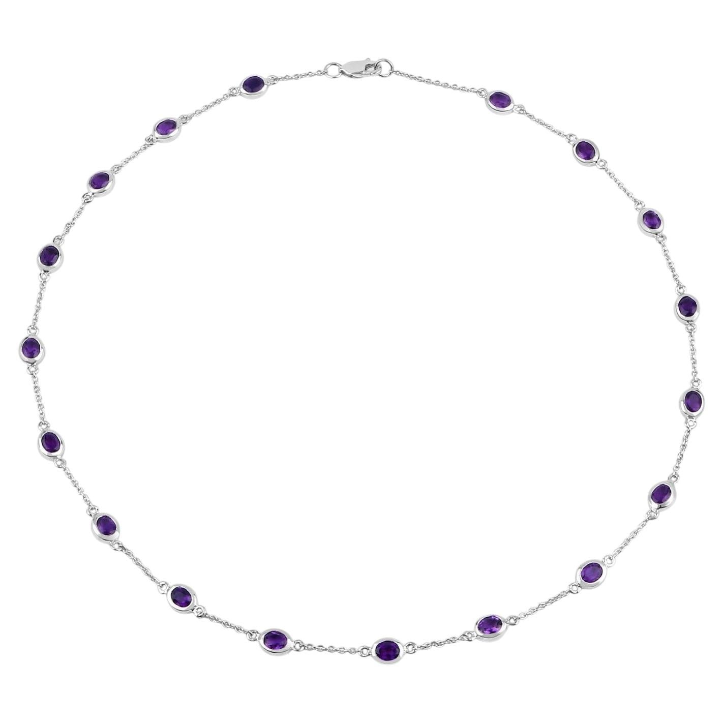 Amethyst Necklace 6.1 Carats Sterling Silver