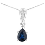 Blue Sapphire Pendant With Diamonds 0.82 Carats 14K White Gold