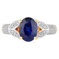 Blue Sapphire Ring With Diamonds 2.22 Carats 18K Yellow Gold