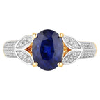 Blue Sapphire Ring With Diamonds 2.22 Carats 18K Yellow Gold