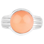 Peach Moonstone Ring 5.98 Carats Sterling Silver
