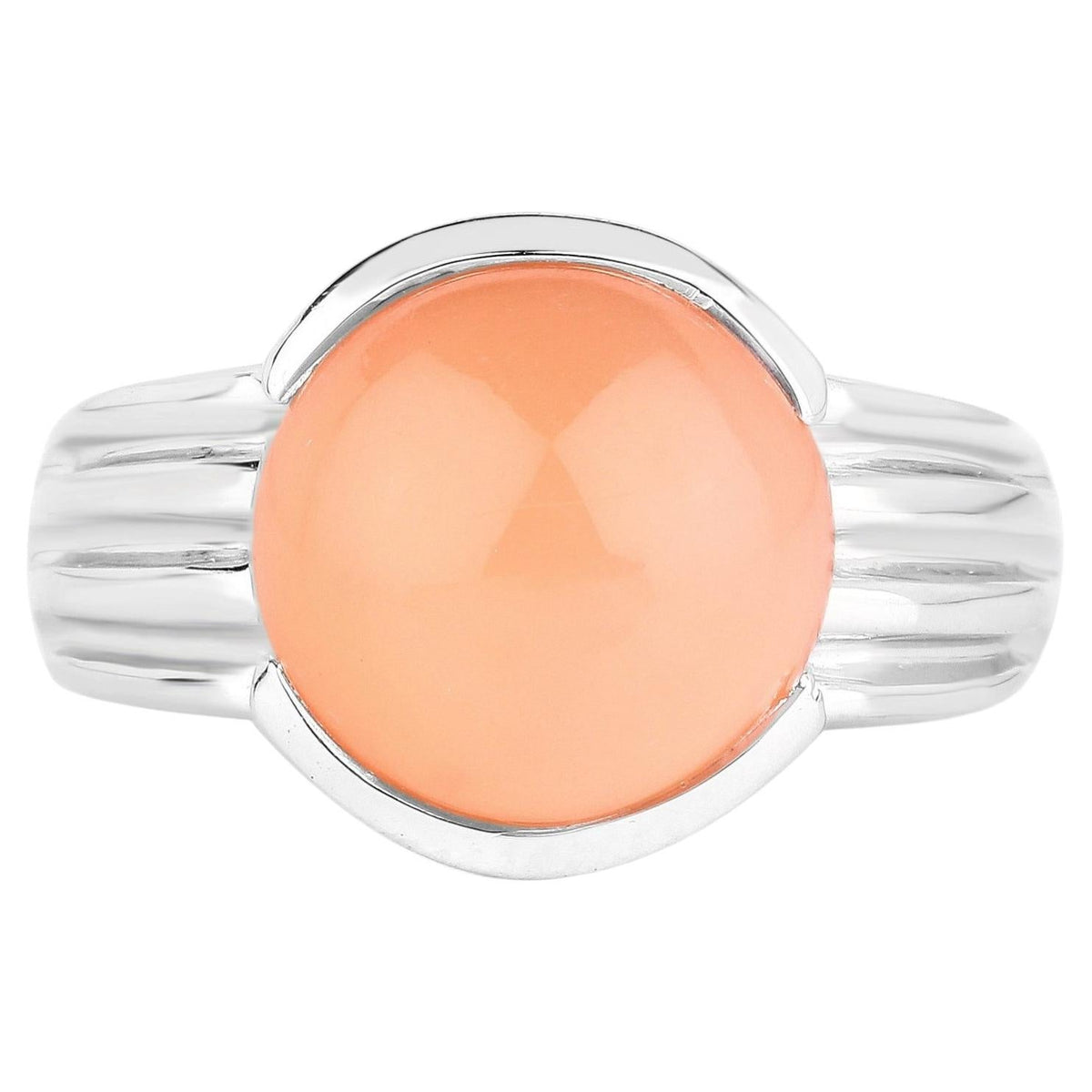 Peach Moonstone Ring 5.98 Carats Sterling Silver