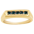 Blue Diamond Ring 0.48 Carats Gold Plated Silver