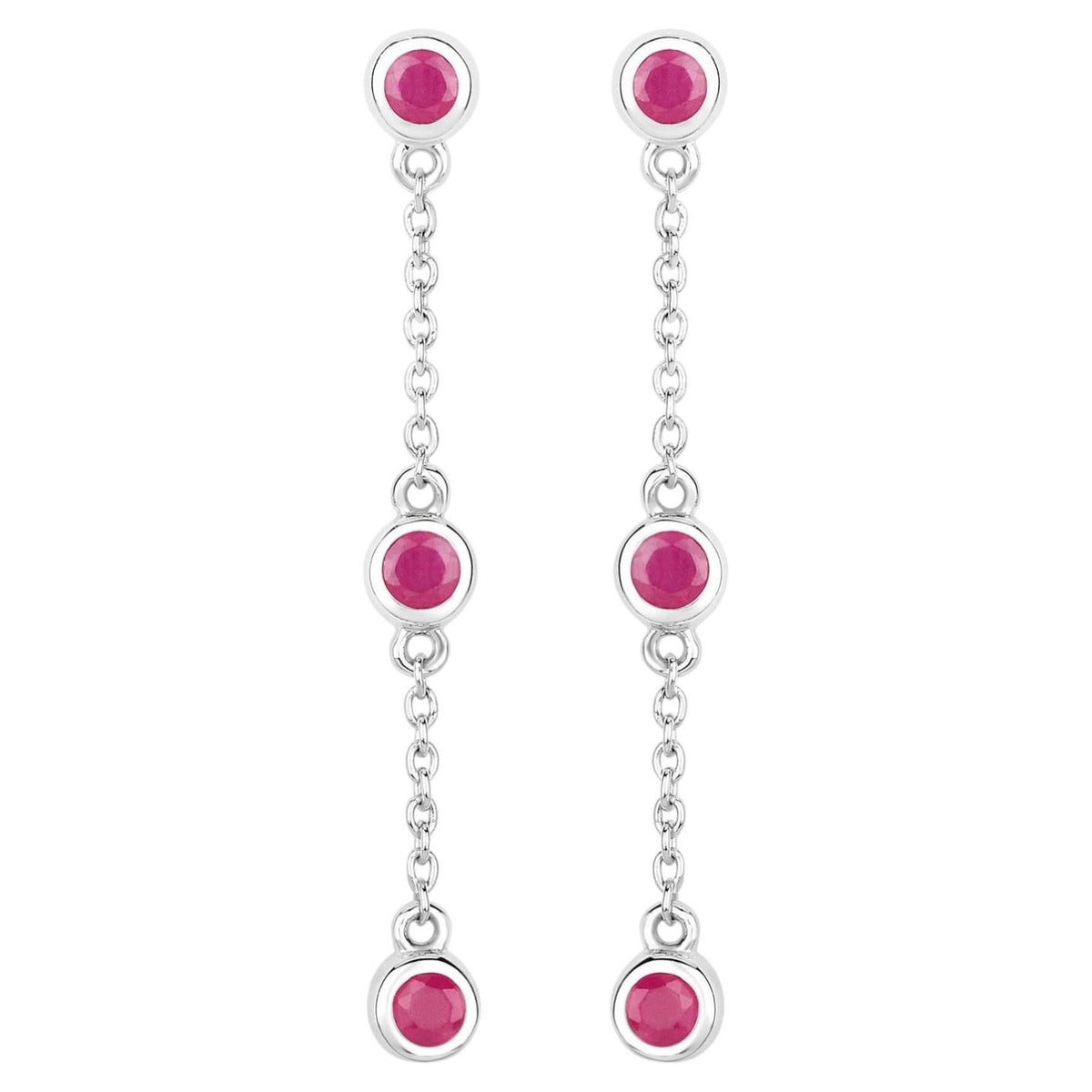 Ruby Earrings 0.76 Carats Sterling Silver