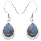 Labradorite Earrings With White Topaz 9.10 Carats Sterling Silver