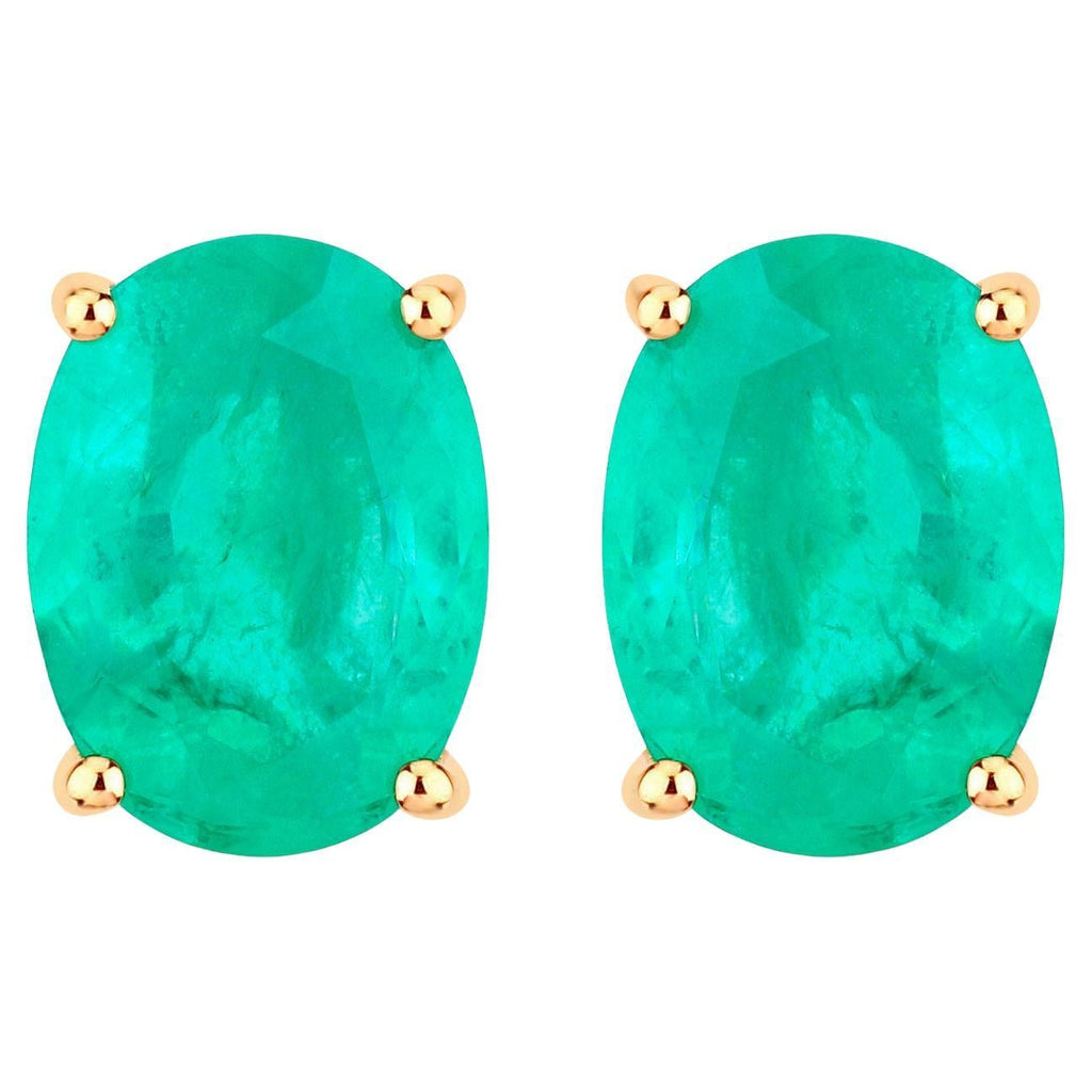 Zambian Emerald Earrings 2.38 Carats 10K Yellow Gold