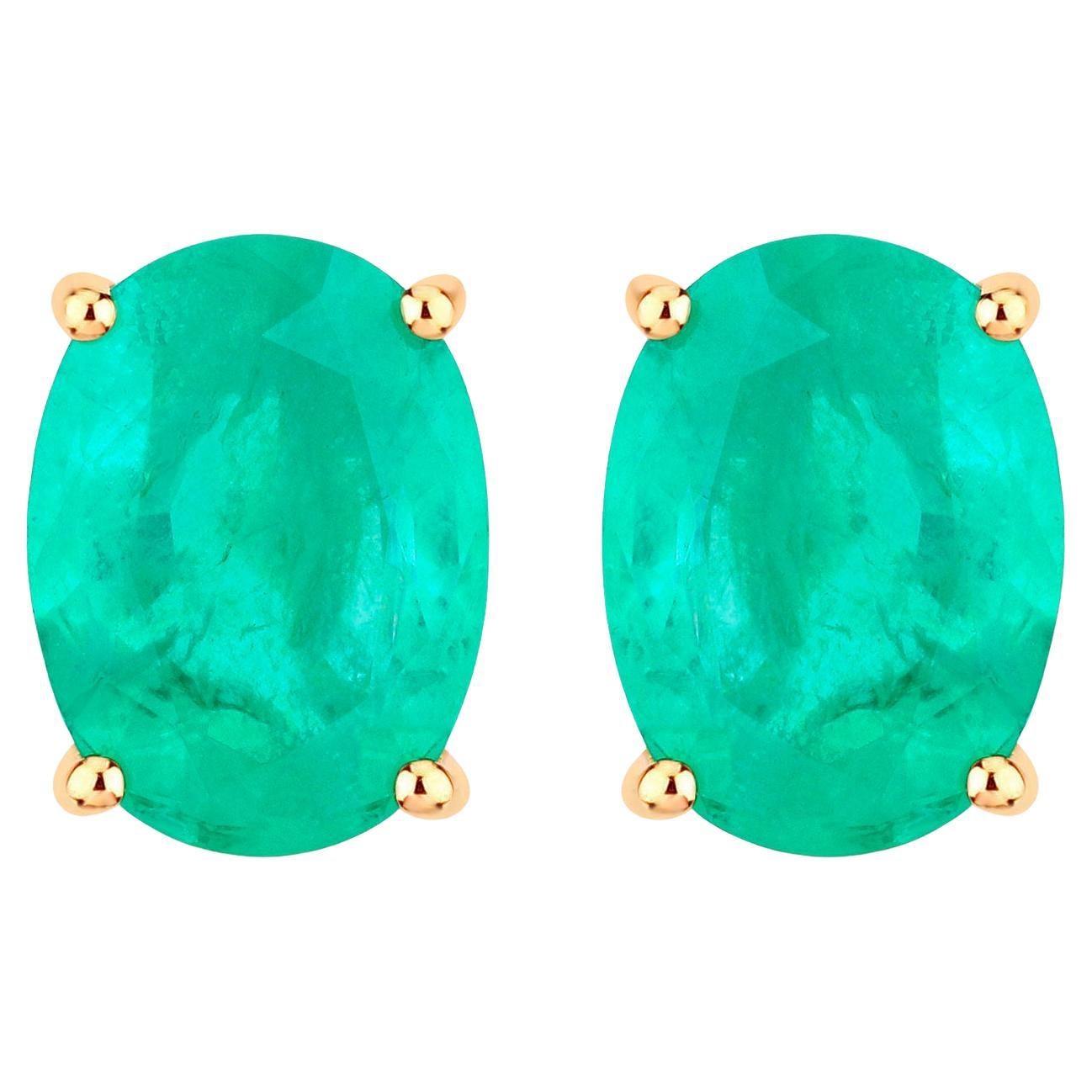 Zambian Emerald Earrings 2.38 Carats 10K Yellow Gold