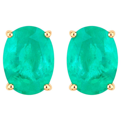 Zambian Emerald Earrings 2.38 Carats 10K Yellow Gold