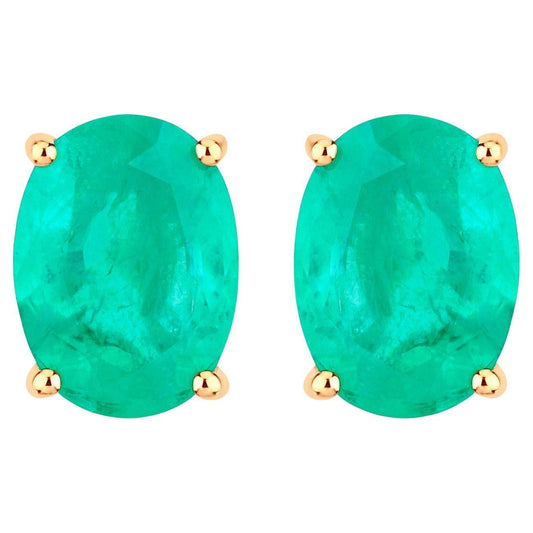 Zambian Emerald Earrings 2.38 Carats 10K Yellow Gold