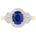 Blue Sapphire Ring With Diamonds 2.58 Carats 18K Yellow Gold