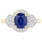 Blue Sapphire Ring With Diamonds 2.58 Carats 18K Yellow Gold