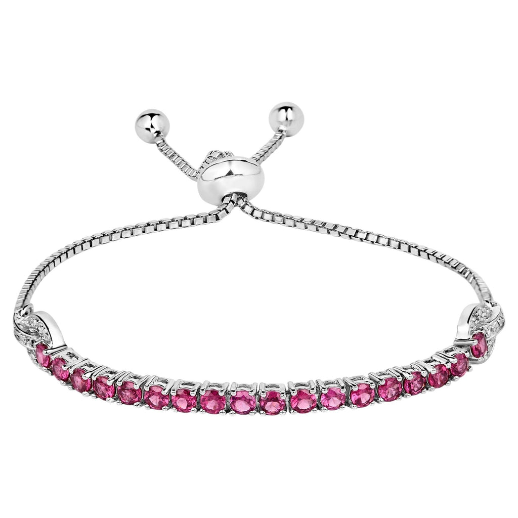 Rhodolite Garnet Bracelet With White Zircon 2.38 Carats Sterling Silver