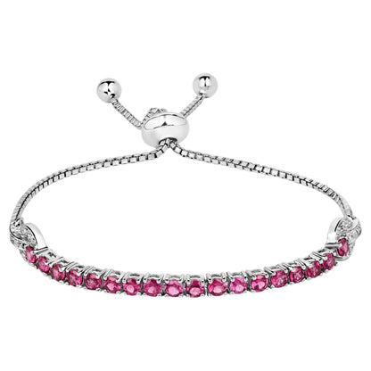 Rhodolite Garnet Bracelet With White Zircon 2.38 Carats Sterling Silver