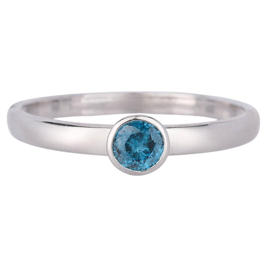 Blue Diamond Ring 0.25 Carats 9K White Gold