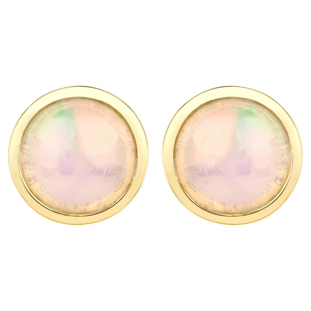 Ethiopian Opal Stud Earrings 0.98 Carats Gold Plated Silver