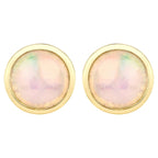 Ethiopian Opal Stud Earrings 0.98 Carats Gold Plated Silver