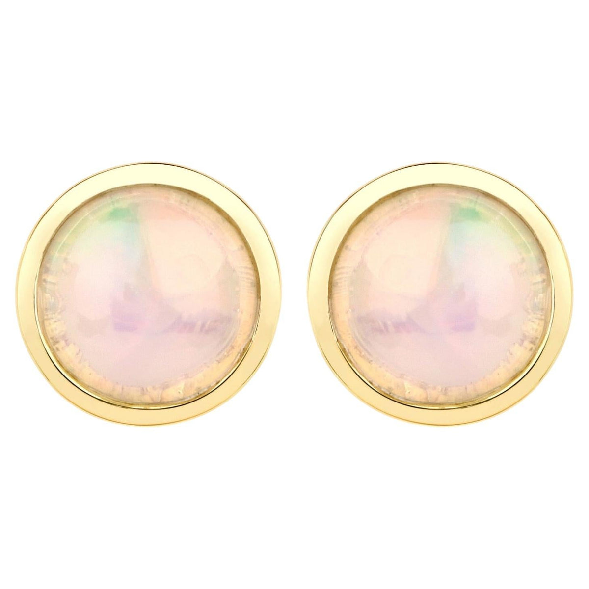 Ethiopian Opal Stud Earrings 0.98 Carats Gold Plated Silver