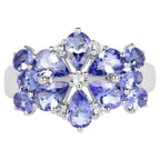 Tanzanite Ring With White Topaz 3.3 Carats Sterling Silver