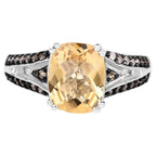 Citrine Ring With Multicolor Diamonds 2.76 Carats Sterling Silver