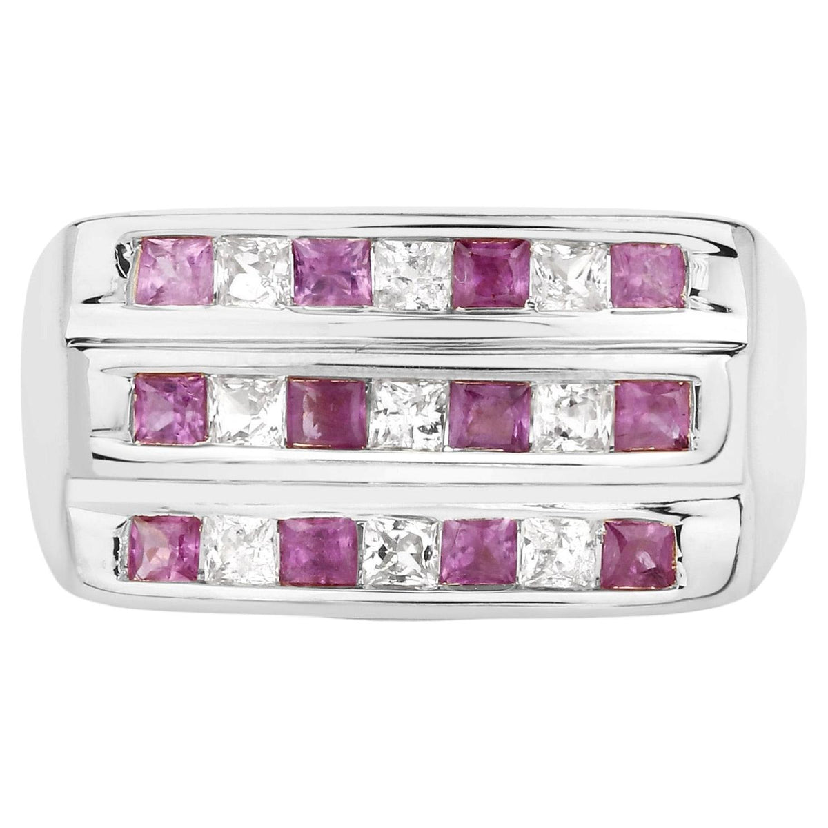 Multicolor Sapphire Ring 1.22 Carats Sterling Silver