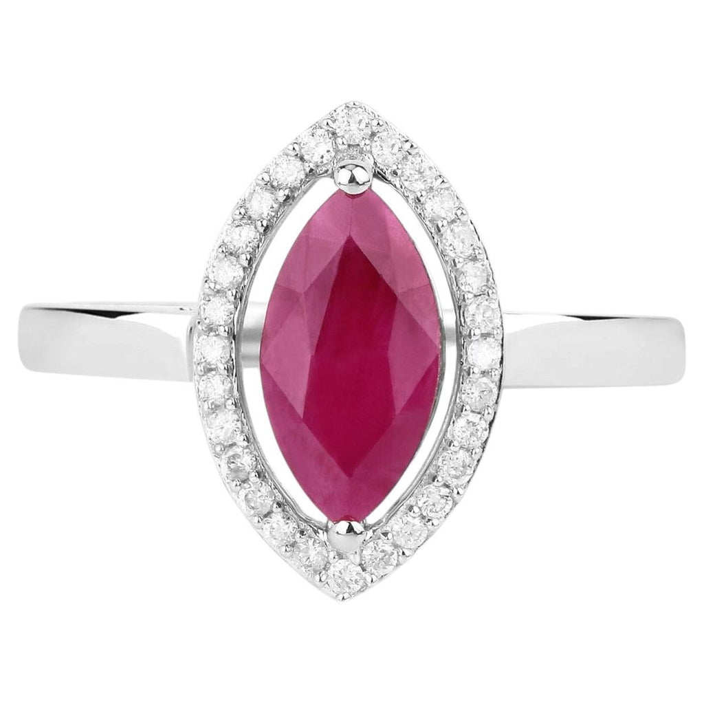 Ruby Ring With Diamonds 1.5 Carats 10K White Gold