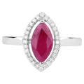 Ruby Ring With Diamonds 1.5 Carats 10K White Gold