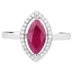 Ruby Ring With Diamonds 1.5 Carats 10K White Gold