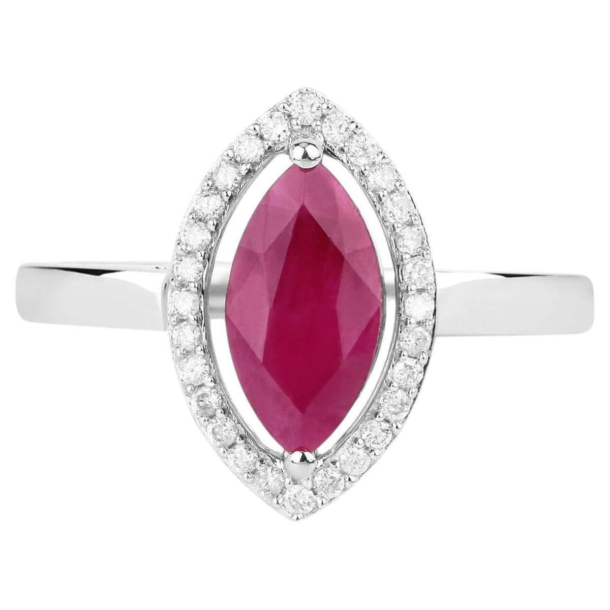 Ruby Ring With Diamonds 1.5 Carats 10K White Gold