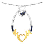 Blue Sapphire Mother Pendant 0.16 Carats Gold Plated Silver