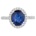Blue Sapphire Ring With Diamonds 3.06 Carats 18K White Gold