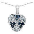 Blue Sapphire Flower Pendant With Aquamarine 2.66 Carats Sterling Silver