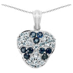 Blue Sapphire Flower Pendant With Aquamarine 2.66 Carats Sterling Silver