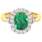 Zambian Emerald Ring With Diamonds 2.36 Carats 14K Yellow Gold
