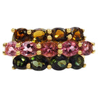 Multicolor Tourmaline Ring 4.52 Carats Gold Plated Silver