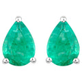 Zambian Emerald Stud Earrings 1.2 Carats 14K White Gold