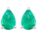 Zambian Emerald Stud Earrings 1.2 Carats 14K White Gold