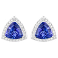 Tanzanite Stud Earrings With Diamonds 4.6 Carats 14K White Gold