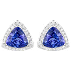Tanzanite Stud Earrings With Diamonds 4.6 Carats 14K White Gold
