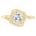 Aquamarine Ring With Diamonds 0.42 Carats 14K Yellow Gold