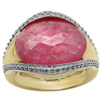 Pink Sapphire Ring 9.26 Carats Gold Plated Silver