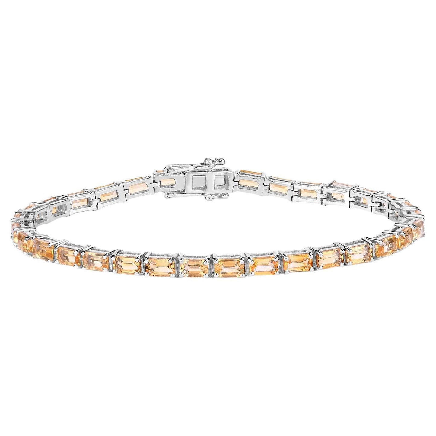 Citrine Tennis Bracelet 12.7 Carats Rhodium Plated Sterling Silver